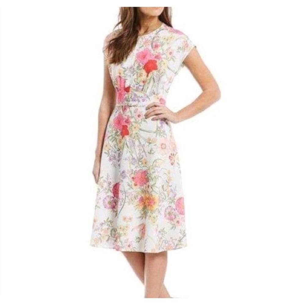 Gibson Latimer White Floral Fit-and-Flare Mini Dress